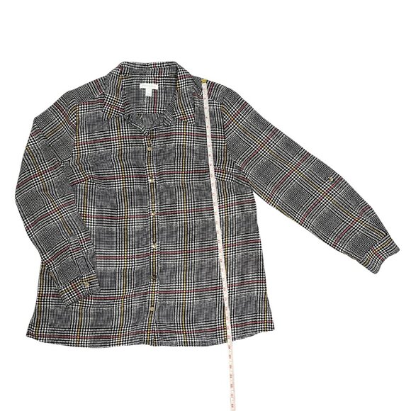 Charter Club Women's Houndstooth Plaid Button Down Blouse Size L Workwear Chic - Picture 6 of 10